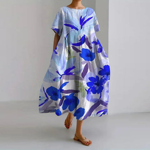 3D-Digitaldruck Freizeitkleid für Damen in großen Größen mit kurzen Ärmeln m302781