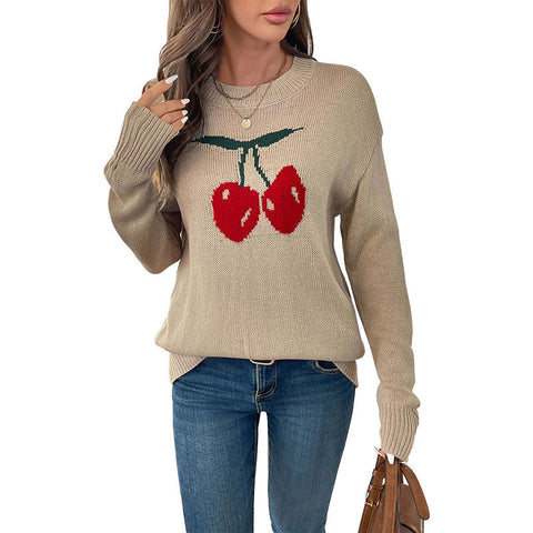 Kirschpullover mit Rundhalsausschnitt, m300794 
