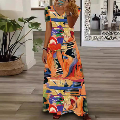 Bedrucktes Kleid im Ethno-Stil für Damen m300005