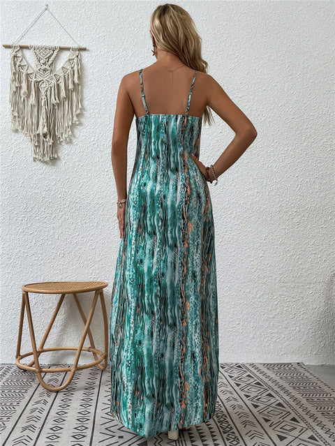 Robe à bretelles taille moyenne à imprimé tendance m300016 