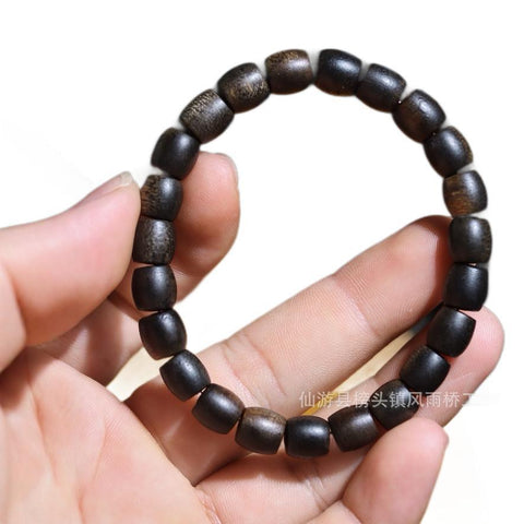 Bracelet en bois d'agar noir Qinan, immergé dans l'huile, de haute qualité, 108 perles de Bouddha, bijoux faits main, m3331277 