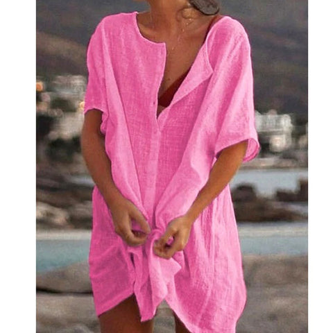 Solid Tunic V Neckline Above Knee Shift Dress m161503789 (5567402)