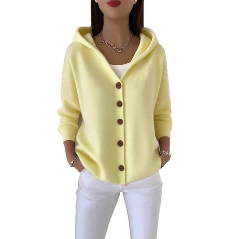 Knitted hooded sweater cardigan jacket autumn and winter new casual fashion women's clothing m301900