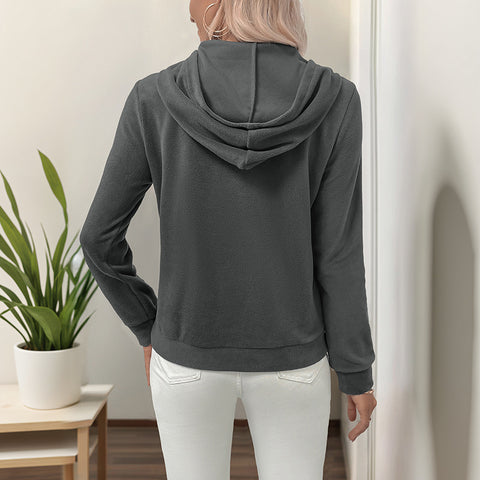 Lässiger Fleecepullover mit Kapuze, Perlenbesetzter Hoodie, Damen m300811 