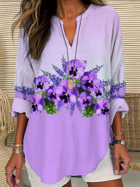 Women's long-sleeved 3D digital printing loose top m301364