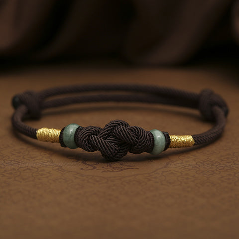 Bracelet tissé à la main en corde rouge, cadeaux pour couple pour hommes et femmes, année propice du serpent, nœud de diamant, corde à main en perles de jade m3331253.