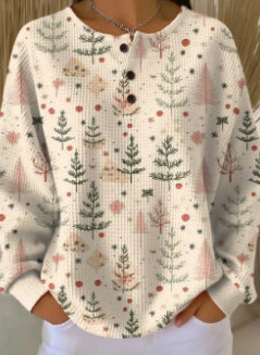 New retro 3D digital printing three-button stand-up collar Polo sweater m302116