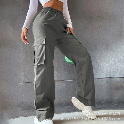 Pantalon sans ceinture taille haute, pantalon large, coupe droite, ample, style décontracté, m301371 