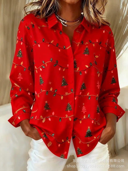 Chemise à revers créative à manches longues et rayures rétro pour femmes m302197