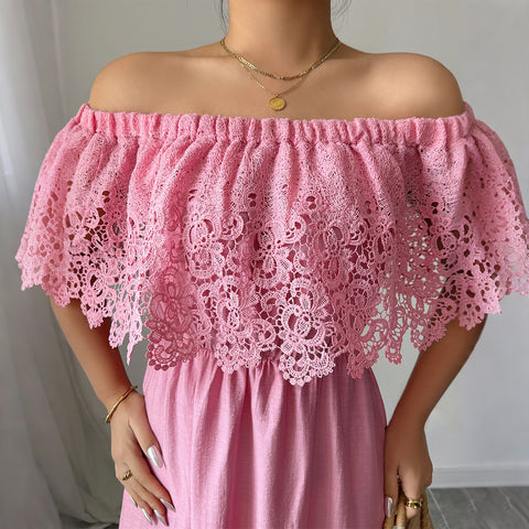 Robe longue élégante coupe-vent à épaules dénudées en forme de A m301401 