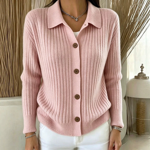 Polo neck sweater jacket women's autumn and winter outer design sense niche lazy knitted cardigan FF303361