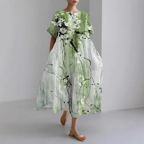 3D-Digitaldruck Freizeitkleid für Damen in großen Größen mit kurzen Ärmeln m302781