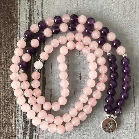 Bracelet Amazon 8 mm avec pendentif œil de Bouddha 108 lotus m3331231