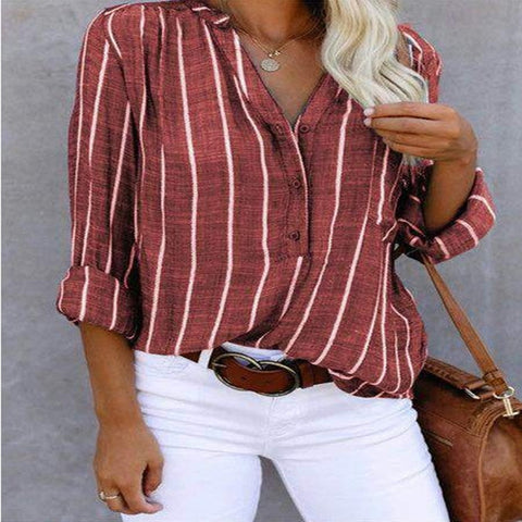 Chemise à rayures imprimée simple et élégante, chemise de commerce extérieur pour femme m301191 