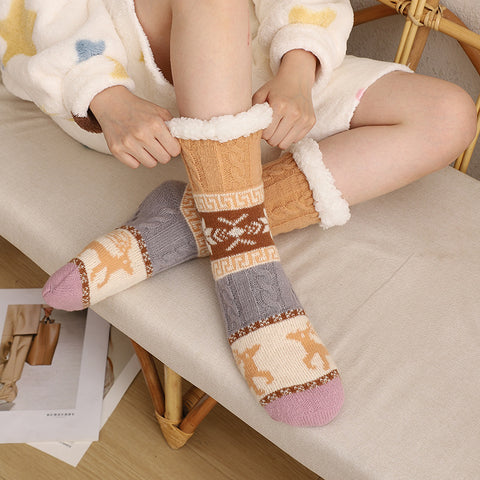 Winter Christmas Lamb Fleece Floor Socks Children's Indoor Adult Snow Socks Carpet Home Slippers Socks FF3332048