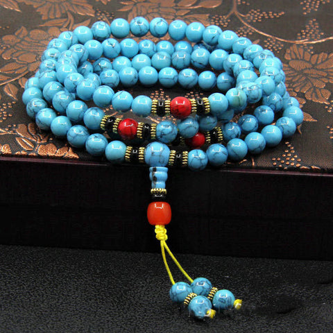 Bracelet turquoise 108 perles, bracelet turquoise bleu m3331227