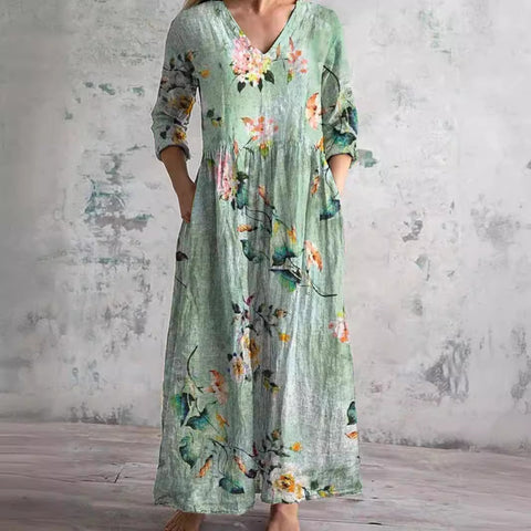 Robe mi-longue à imprimé floral pour femme m301039