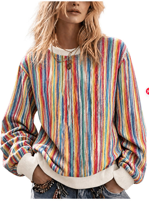 Casual Crew Neck Long Sleeve Pullover 3D Digital Printing Women's Sweater FF303429 03