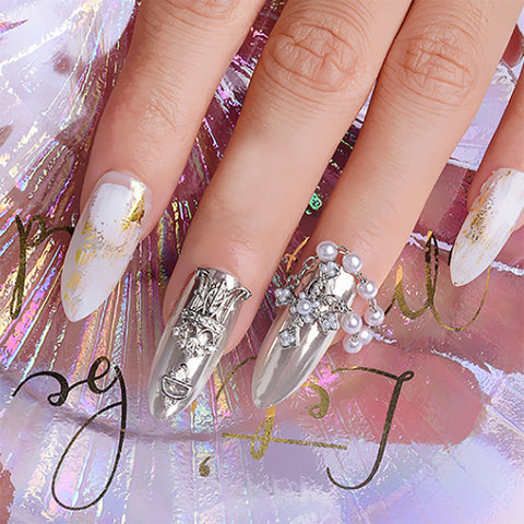 Bijoux d'ongles creux style baroque vintage, motif zircon, modèle m3331220