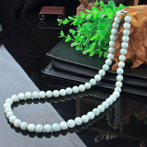 Collier en jade A, collier en perles rondes en jadéite naturelle pour femme, 108 perles allongées m3331274 