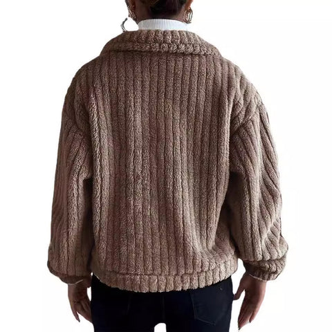 Veste polaire épaisse et confortable pour femme, vêtement décontracté, en peluche, m300354 