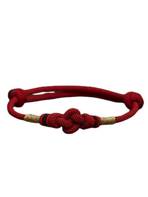 Bracelet tissé à la main en corde rouge, cadeaux pour couple pour hommes et femmes, année propice du serpent, nœud de diamant, corde à main en perles de jade m3331253.