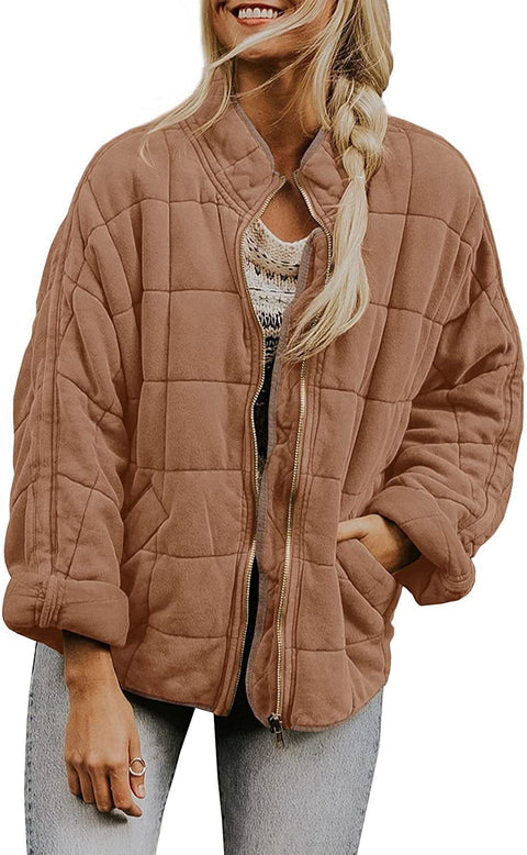 Stand-up collar cotton-padded jacket loose long-sleeved pocket jacket m303241