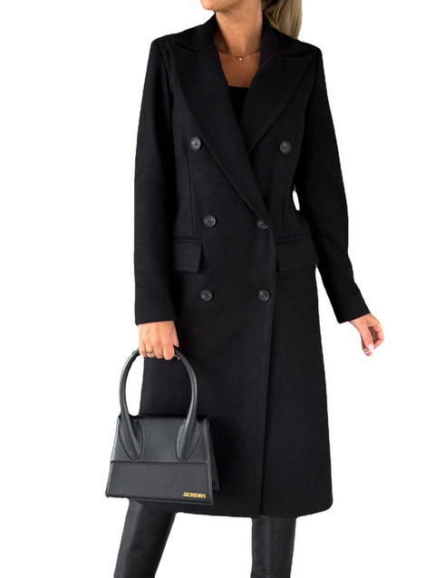 Jacket versatile woolen coat solid color long sleeve double breasted pocket m300579
