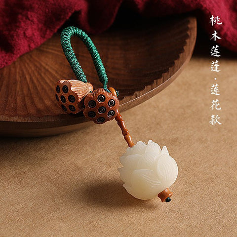 Porte-clés de voiture Bodhi Lotus, pendentif littéraire, frais et beau, petit pendentif en forme de gousse de lotus m3331259 