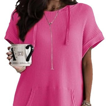 Sweat à capuche avec cordon de serrage, tricot gaufré, fente latérale, poche à la taille, T m301017 