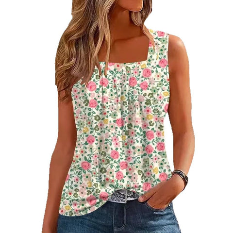 Pull décontracté sans manches à col unique, impression numérique, haut t-shirt pour femme m301439 