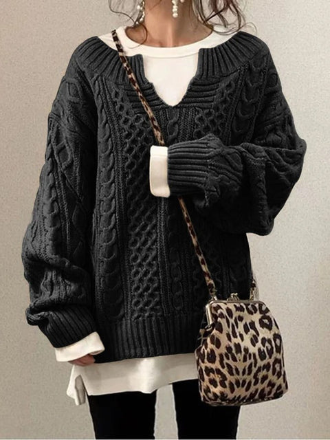 Neuer Pullover, gestrickter Twist-Pullover, lässiger Strickpullover m300465 