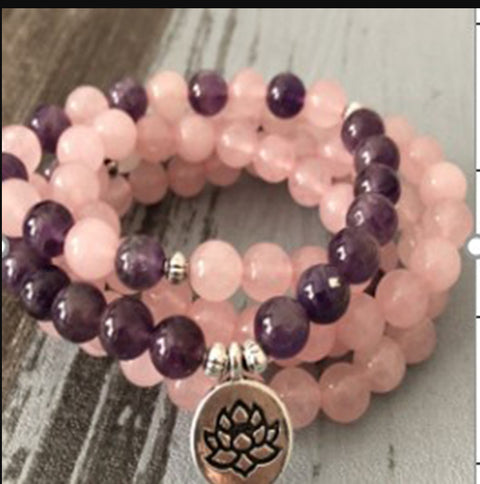 Bracelet Amazon 8 mm avec pendentif œil de Bouddha 108 lotus m3331231