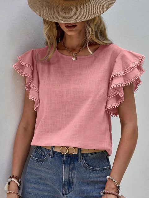 Chemise ample à manches courtes et motif feuille de lotus Batman pour femme (m300989) 