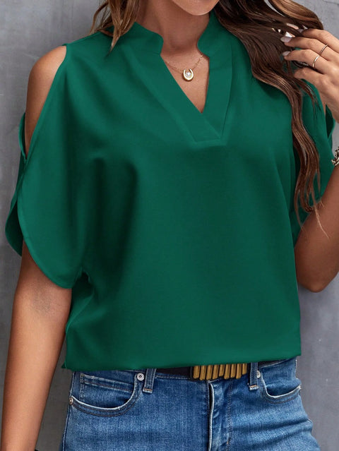 Nouveau haut à col en V et manches dénudées pour femme, style tempérament, m300876 