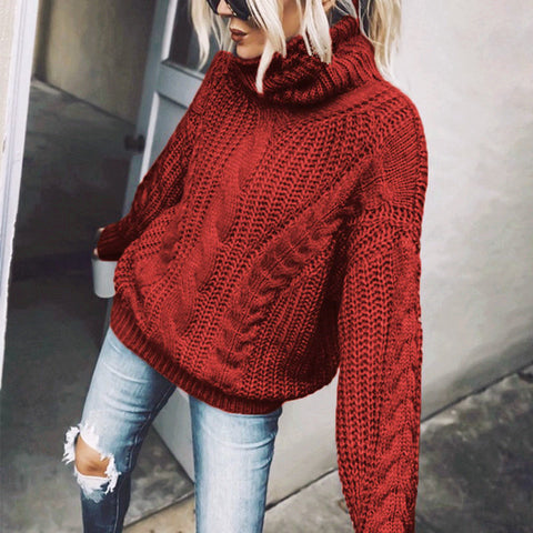 Sweater women's solid color turtleneck knitted top m300512