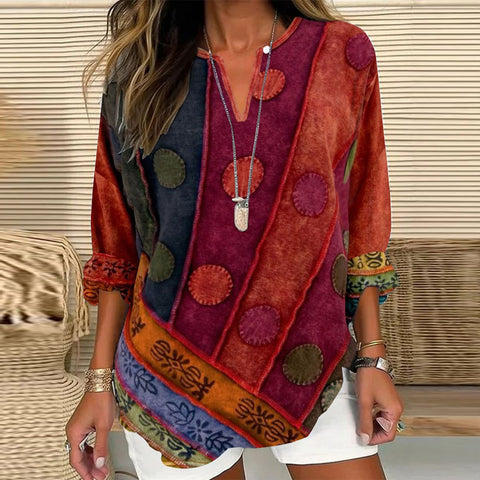 T-shirt d'été à manches longues et col en V pour femme, style décontracté, manches longues, m301363 