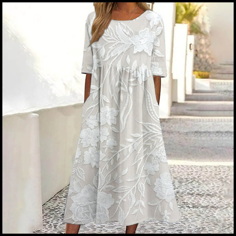 Robe d'été décontractée à col rond et taille moyenne pour femme, nouvelle collection, imprimé pendule, m301304 