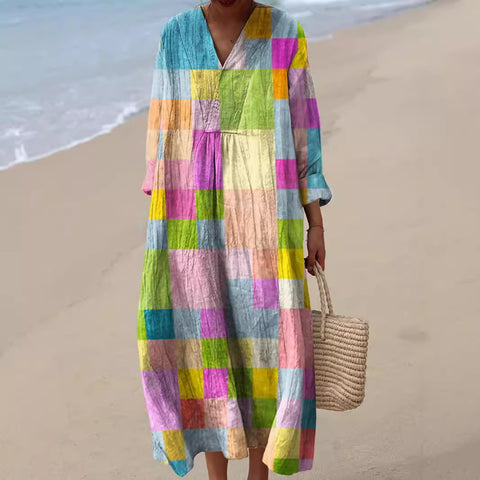 Robe décontractée à manches imprimées en 3D pour femme, motif floral, m301071