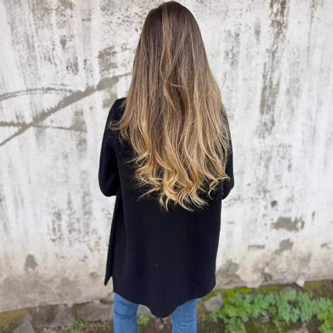 Veste en laine décontractée pour femme, nouvelle collection automne et hiver, cardigan à fausses poches et revers amples, m300613 
