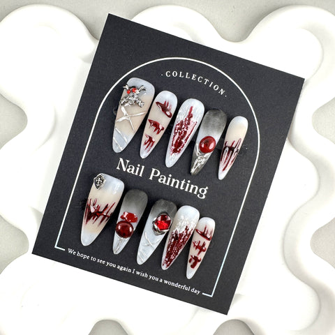 Coussinets à ongles grandioses, sens avancé, patchs à ongles faits à la main purs d'été, peints à la main m3331200