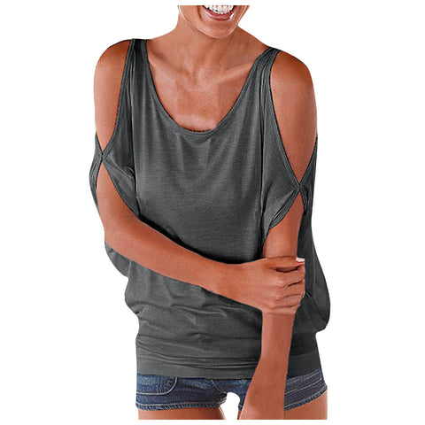 T-shirt ample à manches courtes et épaules dénudées, style décontracté, m300108 