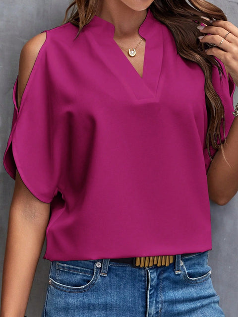 Nouveau haut à col en V et manches dénudées pour femme, style tempérament, m300876 