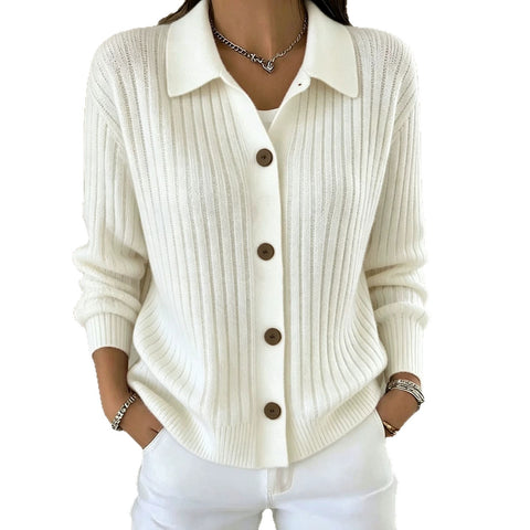 Polo neck sweater jacket women's autumn and winter outer design sense niche lazy knitted cardigan FF303361