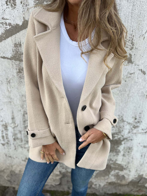 Veste en laine décontractée pour femme, nouvelle collection automne et hiver, cardigan à fausses poches et revers amples, m300613 
