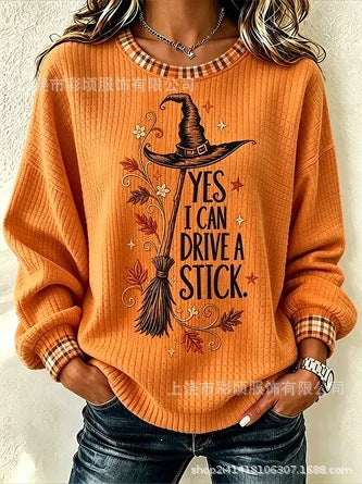 Women's autumn drop shoulder crew neck sweatshirt 3D digital print crew neck FF303475