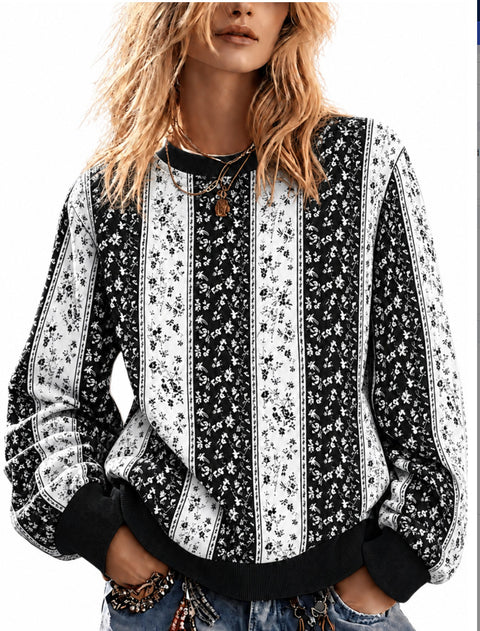 Casual Crew Neck Long Sleeve Pullover 3D Digital Printing Women's Sweater FF303429 03