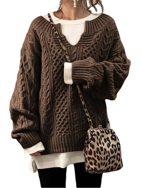 Neuer Pullover, gestrickter Twist-Pullover, lässiger Strickpullover m300465 