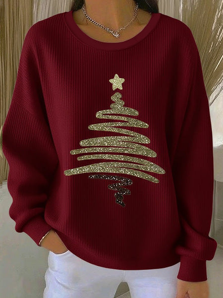 Loose outer wear lazy wind snowflake Christmas tree mix and match casual commuter sweater m302516
