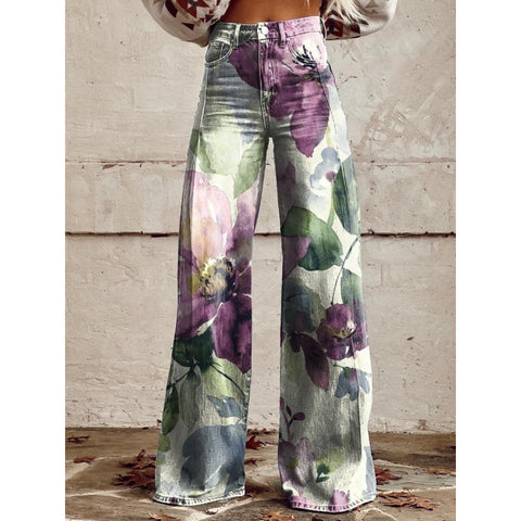 Pantalon évasé à transfert de chaleur 3D, simulation de pantalon en jean, pantalon ample m301550